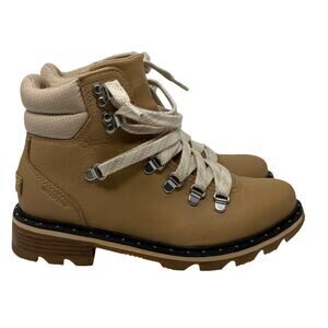 Sorel Lennox Women's 7 Hiker Boots Beige Waterproof Leather Suede